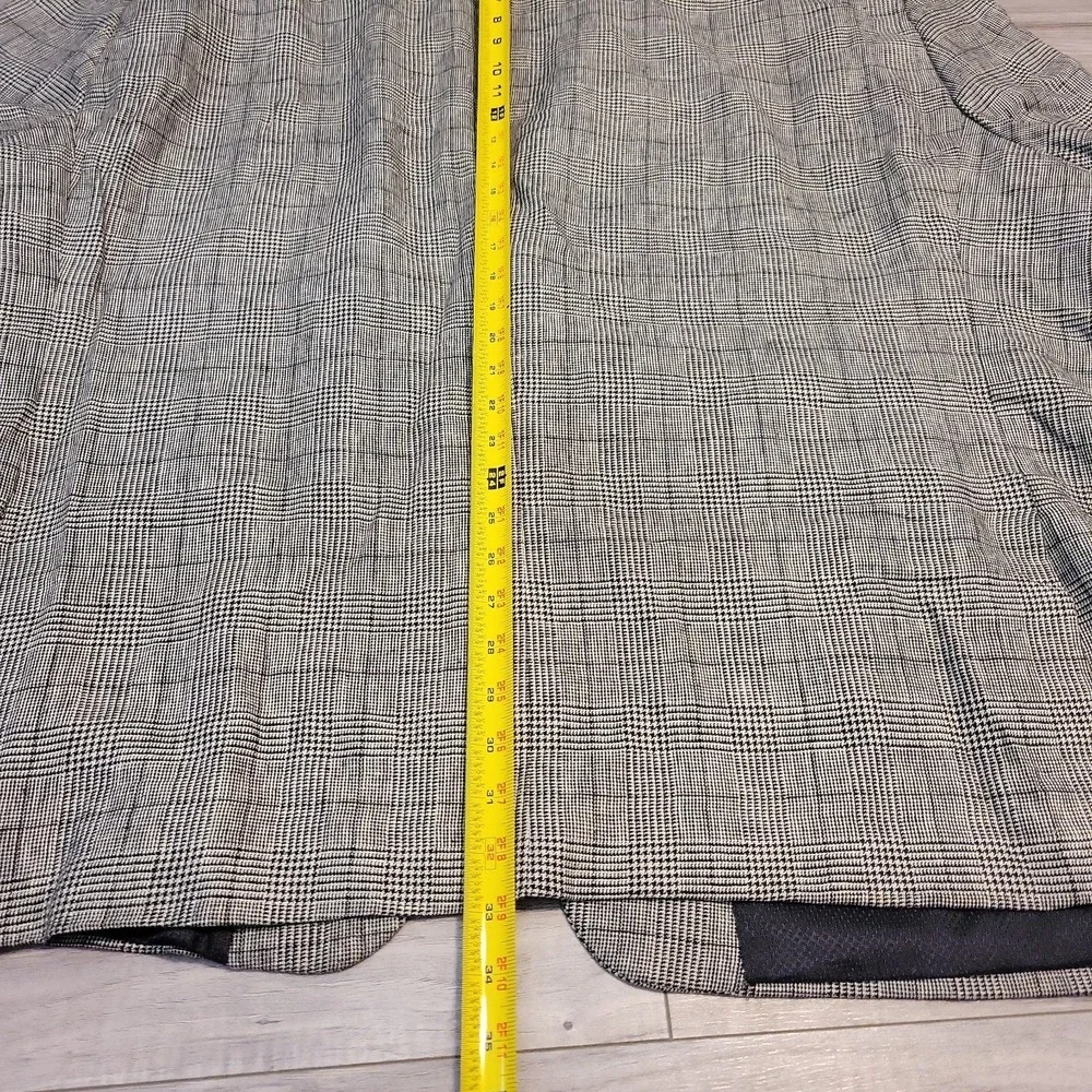 Oak Hill Blazer Men 4XL 58R/60R Gray Glen Plaid Linen Blend Double Vent Big Tall
